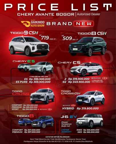 Pricelist Harga Chery tebetbarat 2025